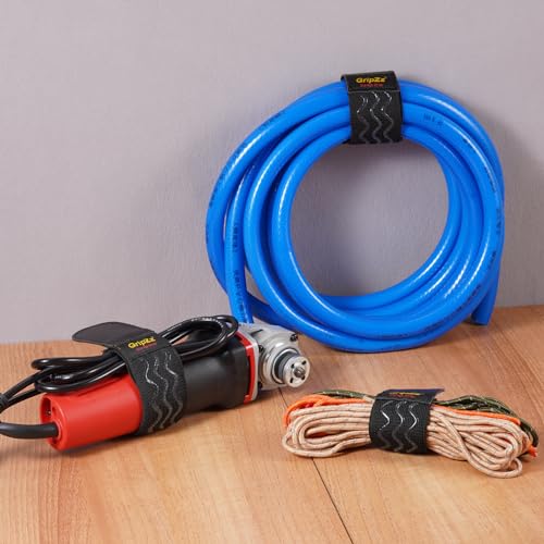 Miniatura 5 de Gripzz Bandas Elásticas Con Hebilla 61 Cm X 5 Cm Pack De 5 , Correas De Gancho Y Bucle Ajustables Y Reutilizables Para Organizar Cables De Extensión, Mangueras, Bicicletas, Taller Y Garaje