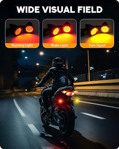 Pbymt 705338337315 Rear Motorcycle Turn Signals Led Brake Tail Light Bullet 24 Leds Blinker Indicator Amber Red Compatible For Honda Yamaha Suzuki Kawasaki Harley Chopper Bobber Dyna thumb #1