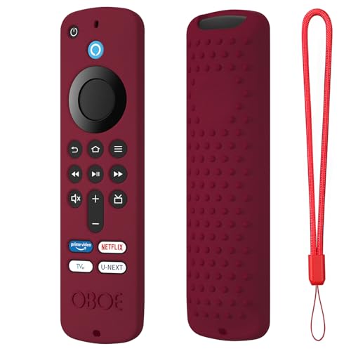 Oboe Silicone TV Remote Cover 'Compatible with' All New Fire TV Stick 4k & Fire Tv Stick HD Remote 2025 Model Protective Case with Lanyard (Wine Red) [Remote NOT Included]
