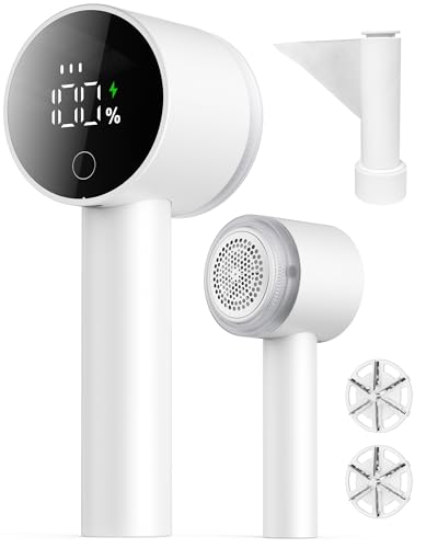 , 2 In 1 Rechargeable Sweater Shaver With Lint Roller, Magnetic Cap, Digital Display, 2 Extra Blades, Defuzzer For Clothing Furniture Couch