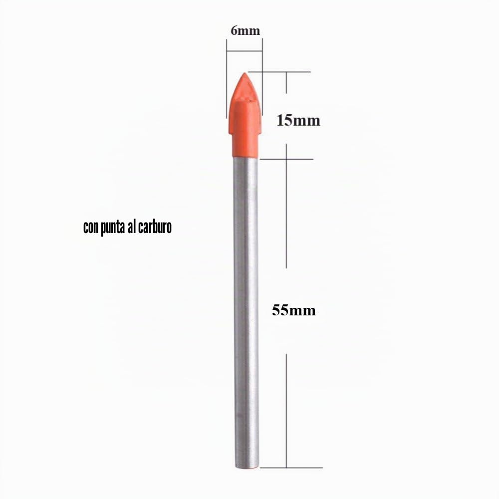 Gunpla 10 Pezzi 6mm Punta per Vetro Punte Trapano per Bucare Piastrelle Gres Porcellanato Ceramica Vetro Granito in Acciaio di Tungsteno Materiale
