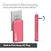 Tzumi PocketJuice Endurance AC - Battery Pack Portable Charger - 4,000 mAh High-Speed USB Port with Built in MicroUSB Cable - Compatible with iPhone & Android (Pink)