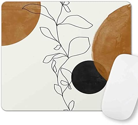 SXCKANG Abstract Plant Mouse Pad, Personalized Premium Texture Computer Delicate Design Mouse Pad, Women Mousepad with Washable Lycra Cloth Non-Slip Rubber Base for Office, Modern Boho Line Art