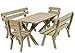Produktbild PLATAN ROOM Gartengarnitur Holz Kiefer Sitzgruppe 150 cm breit Gartenbank Gartentisch massiv Imprägniert (Set 2 (Tisch + 2 Bänke + 2 Stühle), 150 cm)