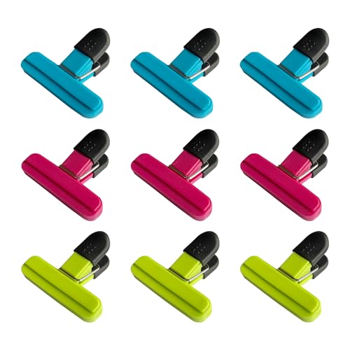 YUREMEEY Fermeture Sachet Alimentaire, 9 Pièces Pinces pour Sachets, Plastique Pince Sachet Cuisine Réutilisable, pour Emballage Cuisine Maison Bureau