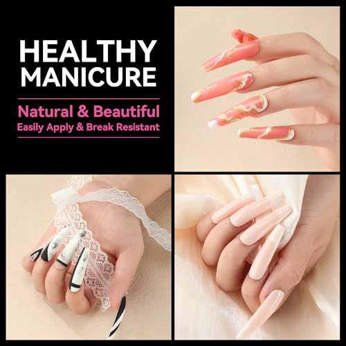 Image of UNA GELLA Extra Long Coffin Nail Tips XXL Soft Gel Nail Tips 216pcs Coffin Pre-shape Press On Nails No C Curve Full Cover Ballerina Nail Tip Clear Fake Nail for Acrylic Nail Soak Off DIY Salon 12Sizes
