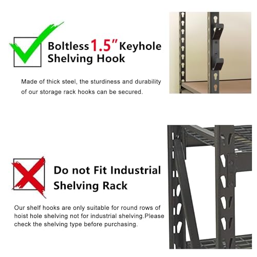 Image of Wallmaster Boltless Shelving Hook Organizer Kit,7 Pcs Adjustable Storage Hanging Accessories for 1.5 inch Keyhole Rack,Garage Heavy Duty Tool Storage System