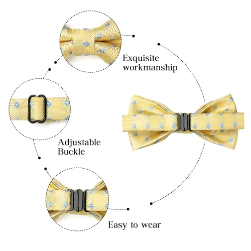 Image of HISDERN Bow Ties for Boys Pre Tied Toddler Bow Tie Adjustable Kids Bowties Clip On Fun Patterned Bowties for Wedding Party