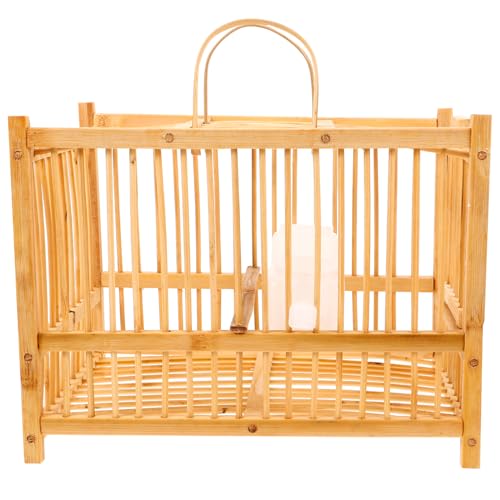 SEWOART Jaula de Pájaros de Bambú Doble Capa para Agapornis y Periquitos y Seguro para Aves Interior y Exterior de Limpiar y Mantener