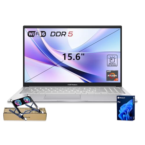 Image of ASUS Vivobook 15 Laptop Next-Gen AI, AMD Ryzen 7 170 (>Ryzen 7 7730U), 15.6 inch FHD, 32GB RAM, 1TB SSD, Windows11 Pro, Backlit & Numeric Keyboard, Physical Webcam Shield, Silver, Bundle with PCO Cooler