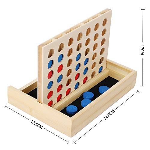 Towo Wooden 4 In A Row Game - Classic Strategy Game For Adults Children-Connect The 4 Discs Of Same Colour In A Row - Travel Games Family Board Games Toys Gift For 6 Years Old Kids Boys Girls Adults #TOP4