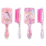 2 Packs Girls Hair Brush Set, Pink Unicorn Toddler Hair Brush with Rainbow Sequin,Girls Detangle Brushes Paddle Brushes Set for Curly Straight Hair Styling