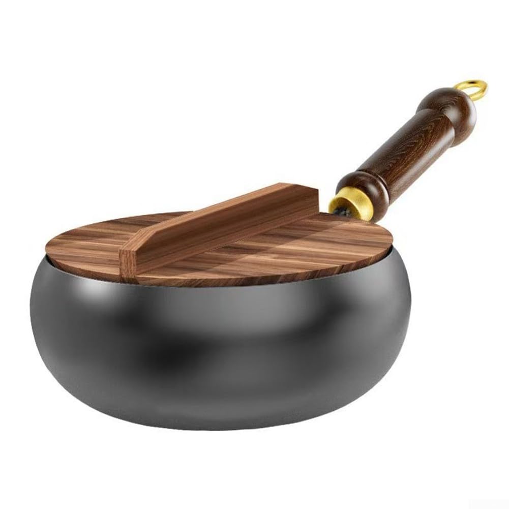 Gusseisenpfanne Handgeschmiedet Big Belly Wok 26cm Unbeschichtet Eisenpfanne für Induktion Gas Elektro Braten Schmoren(B)