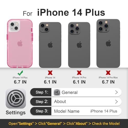 Follaroma Compatible with iPhone 14 Plus Case, Heavy Duty Shockproof Protection Phone Cases, Anti-Drop, Dual Layer Transparent Protective Cover, 6.7 inch,Crystal Pink by Follaroma - Used condition - Image 2