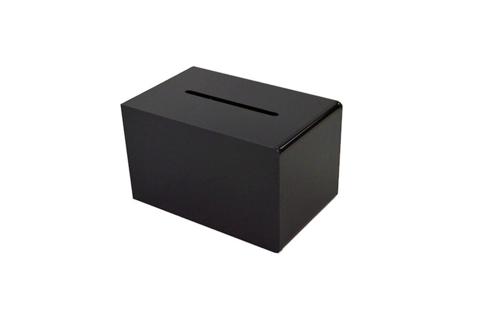 Pos Display Shop Small Lockable Black Acrylic Suggestion Ballot Ticket Comments Collection Box - BB0006 (Black) — image 1
