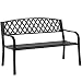 FDW 50" Patio Garden Bench Park Yard Outdoor Furniture Steel Frame Porch Chair, Black