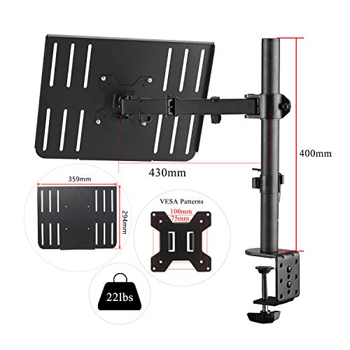 Suptek Full Motion Laptop Riser Desk Mount Stand With Grommet Option, Height Adjustable (400Mm), Fits Up To 17 Inch Notebooks, Vesa 100, Up To 22Lbs (Md6421Tp004) #TOP4