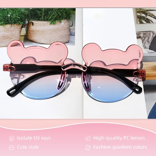 3PCS Girls Sunglasses Cute pink Heart-shaped Kitten Cartoon UV protection suitable for outdoor for kids aged 3-123