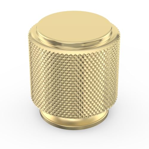 KOMOTIA 10 Pack Brushed Gold Knurled Cabinet Knobs Kitchen Cabinet Pulls for Drawer Dresser, Cupboard and Wardrobe with Diamond Pattern