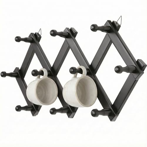 SCUNDA Expandable Hat Hanger for Wall,10 Wall Hooks Organizer for