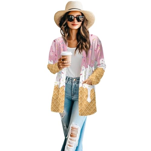 Image of Women's Open Front Cardigan Long Sleeve Loose Sweater Lightweight Soft Cardigan Jackets