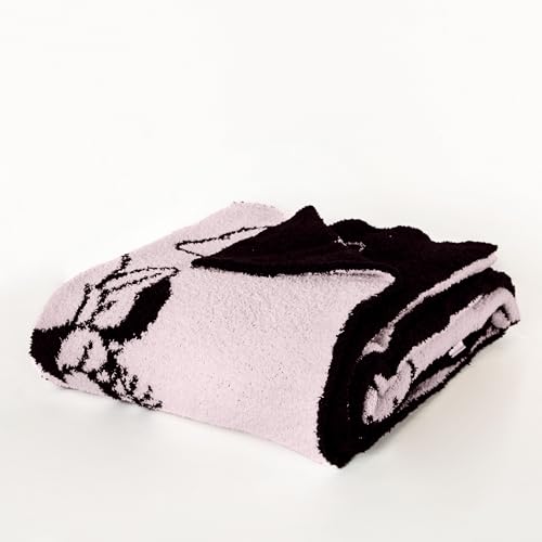 Image of Jay Franco Disney Minnie Mouse Feather Knit Fluffy Throw Blanket for Girls - Light Pink Bows Fuzzy Blanket Measures 50 x 60 inch | Super Soft Lightweight Bedding