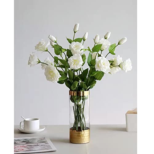 Yxkgccy 4 Pcs Rose Artificial Silk Lisianthus Fake Real Touch Flower With Long Stem Faux White Peonies Bouquet For Wedding Party Home Indoor Decor Flower Arrangements Centerpiece thumb #3