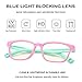 DeBuff Kids Blue Light Blocking Glasses Square Nerd Soft Eyeglasses Frame, UV400 Protection (Pink/Green)