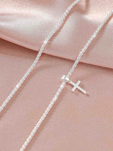 Image of Yalice 925 Sterling Silver Ankle Bracelets for Women Dainty 14K Gold Plated Anklets Set Shiny Waterproof Ankle Chain Cross Beach Foot Jewelry Gifts