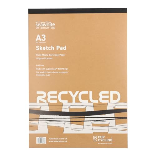 Seawhite - Sketch Pad - Recycled Cartridge Paper - A3-50 Sheets - 140gsm - Acid Free - White