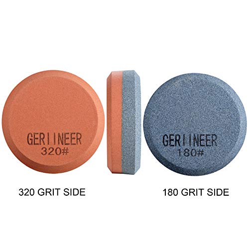 GERIINEER 2-IN-1 Schleifstein Axt und Messer, Schärfer Abziehstein für Messer, Puck Schärfstein für Gartengeräte Küchenmesser Meißel Äxte (180/320 Körnung)