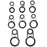 Outanaya Kit de Anillos Guía para Caña de Pescar de Acero Inoxidable, Puntas Resistentes al Desgaste para Reparación de Cañas de Pesca, Incluye Modelo 8 y 10 Anillo Tope, Adecuado