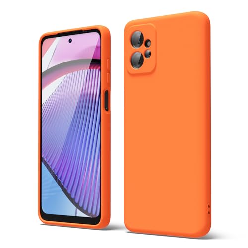 oakxco for Motorola Moto G Power 5G 2023 Phone Case Liquid Silicone, Neon Bright Solid Color, Thin Slim Soft Rubber Gel Matte TPU Plain Simple Cover for Women, Orange