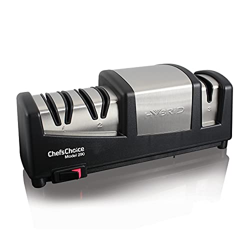 Chef’s Choice 290 Knife Sharpeners AngleSelect Hybrid 15 and 20-Degree Diamond Hone, 3-Stage, Black