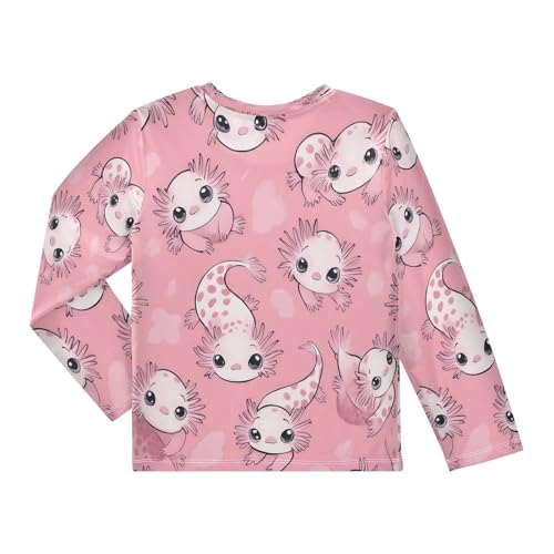 Cute Axolotl Pink Boys Rash Guard Long Sleeve UPF 50+ Boys Swim Shirt Quick Dry Shirt for 3-12 Years2