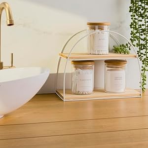 Mini Glass Apothecary Jars, Bathroom Container Set, Bathroom Organizers and Storage, Bathroom Decor, with Bamboo Lids, Small Kitchen Containers, For Cotton Balls, Pads and Swabs, 10 oz, Set of 3 Mini Glass Apothecary Jars Bathroom Container Set Bathroom Organizers and Storage Bathroom Decor with Bamboo Lids Small Kitchen Containers For Cotton Balls Pads and Swabs 10 oz Set of 3