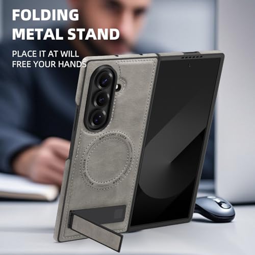 Lunivop for Samsung Galaxy Z Fold 7 Case PU Leather Gray by Lunivop - Used condition - Image 8