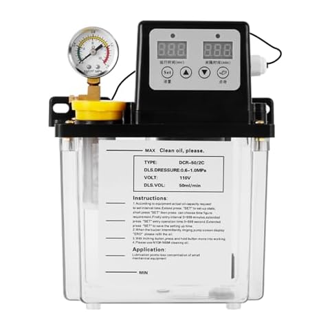 MXBAOHENG Automatic Lubricating Oil Pump 110V 2L Electromagnetic Lubrication Pump CNC Oil Pump w/Pressure Gauge, Digital Numerical Control Punching Milling Machine Tool Lathe Oiler Cover
