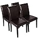Yaheetech Modern Dining Room Chairs Set of 4 Faux Leather High Back Padded Kitchen Chairs W/Adjustable Solid Wooden Legs for Home and Restaurants, Dark Brown