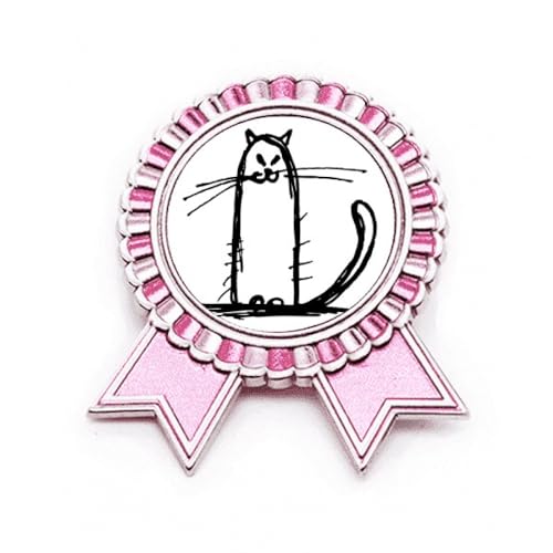 Broche chat rose Winner en métal M : le cadeau d'encouragement parfait