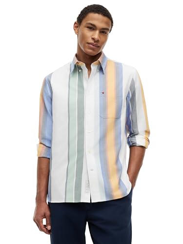 Image of Tommy Hilfiger Men's Long Sleeve Oxford Shirts in Regular Fit, Men's Button Down Shirts, Also Available in Big and Tall
