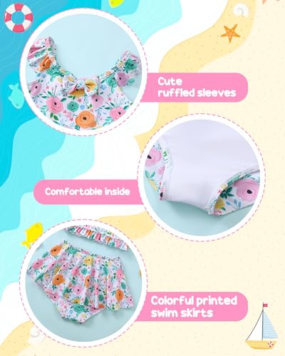 Image of Saeaby Toddler Little Girls Swimsuit Summer Halter Ruched Tankini 2 Piece Bathing Suit for Girl Beach Swimwear 3-8Y