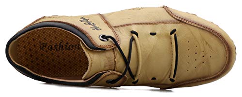 Honeystore Men's Loafers Leather Driving Moccasins Lace-up Shoes Plus Size3