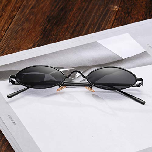 Image of COASION Vintage Small Oval Aesthetic Sunglasses Retro for Women Men Hippie Cool Metal Frame Sun Glasses