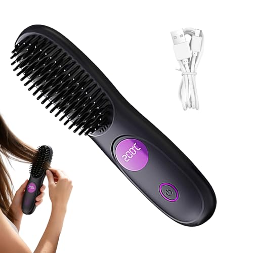 Spazzola Per Capelli | Spazzola Raddrizzatore In Ceramica Ricaricabile USB,Pettine Raddrizzatore Portatile - Per Donna E Viaggio