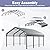 JY QAQA 12 x 15 FT Metal Carport Kits with Galvanized Steel Roof, Heavy Duty Metal Carport Canopy, Outdoor Car Tent Garage Shelter for Car, SUV, Truck and Boats