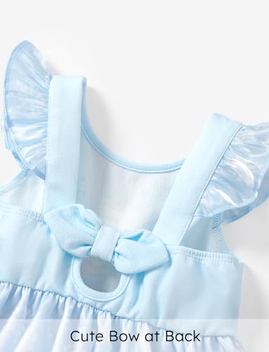 Image of Disney Princess Frozen Elsa Minnie Stitch Toddler Girl Tulle Tutu Dress Ruffle Sleeve Mesh Summer Birthday Party Clothes 2-9Y