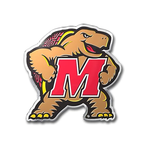 FANMATS 60535 Maryland Terrapins Heavy Duty Aluminum Embossed Color Emblem, Auto Emblem Decal