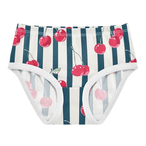 Wusikd Cherries Stripes Girls' Underwear Cotton Girls Briefs Soft Toddler Underwear 2T
