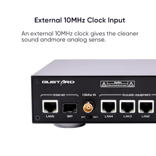 Image of Gustard N18 PRO HiFi Audio Network Switch, 5* Ethernet Ports 1* SPDIF Optical Fiber Input Interface, BNC 10 MHz Clock Input, High Performance Network Switch for HiFi Audio Streaming(Black)